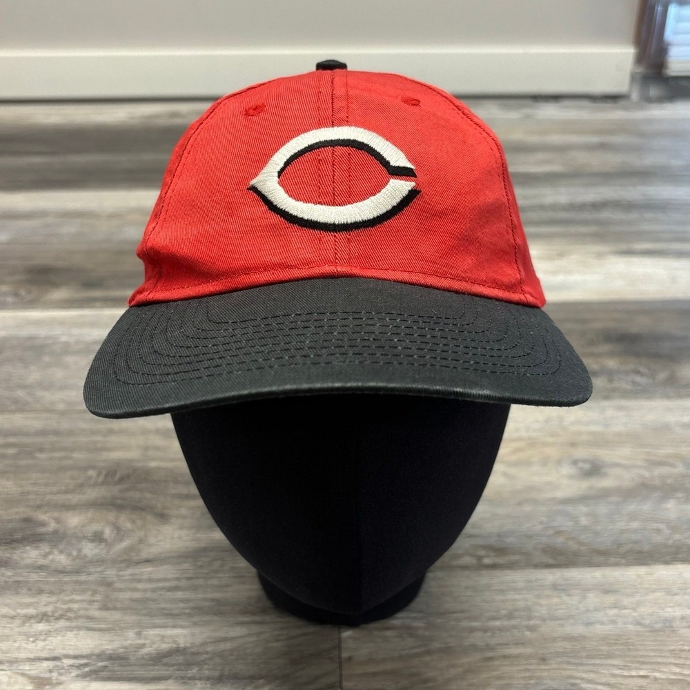 Vintage Cincinnati Reds Red Black Mens OS MLB Cotton Snap Back‎ Baseball Cap Hat